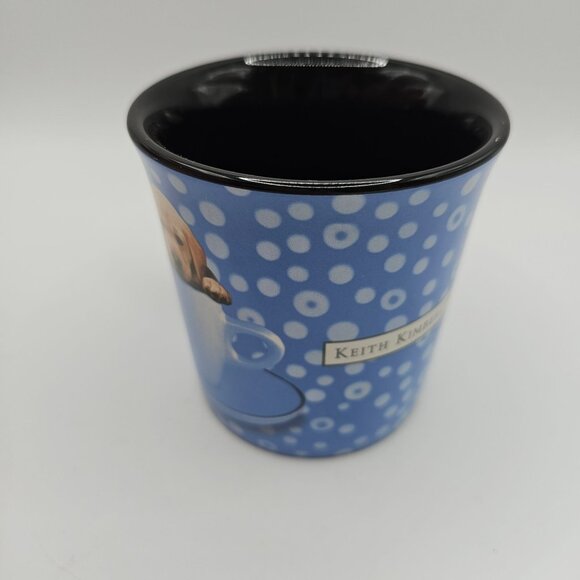 Keith Kimberlin Retro Blue Polka Dot Yellow Labrador Puppy Dog Coffee Tea Mug - Picture 10 of 11